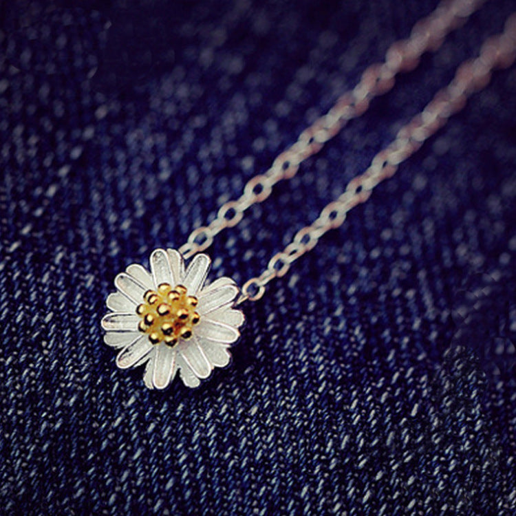 925 Silver Necklace Korean Fashion Style Small Daisy Jewelry Set