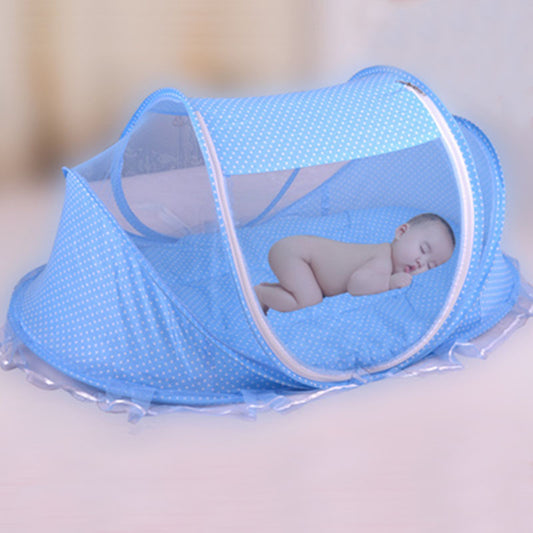 Sleep Haven for Infants: Foldable Bed Net & Pillow Duo for Peaceful Nights