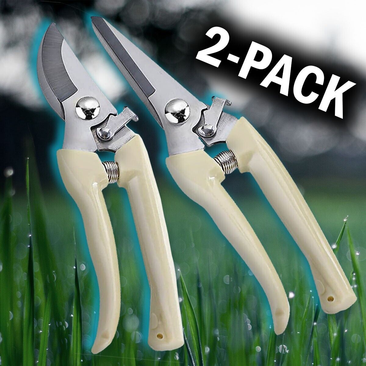 2 Pack Garden Pruning Shears Set Bypass Branch Pruner Straight Blade Scissors US